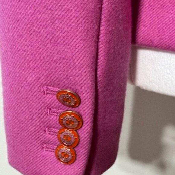 J crew pink wool fitted blazer with gold buttons size 2 - Picture 13 of 15